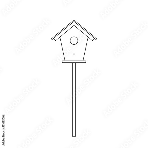 Bird House Outline Icon Illustration on White Background