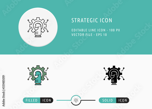 Strategic Icon Isolated on White Background. Corporate Strategy Plan Thin Line Symbol Stock Vector Illustration For Mobile App And Web Design.