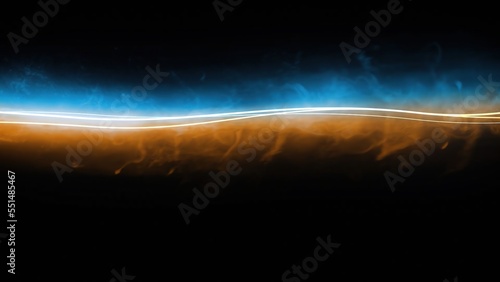 An abstract illustration of light moving effect in black background. Light trails effect, light speed, motion of light. Fibre light effect.