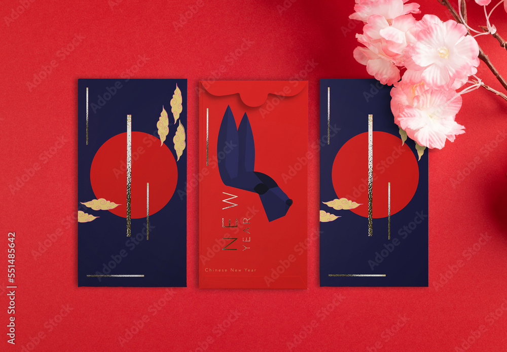 Chinese New Year Envelope Mockup Stock Template | Adobe Stock