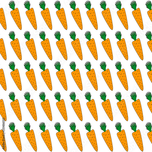 The image of a carrot. Repeated carrot patterns. Texture with lots of carrots. Seamless pattern.