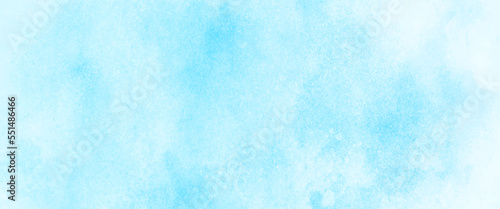 Blue sky background with white clouds. panorama, Blue acrylic and watercolor textures on white paper background, blue and white watercolor paint splash or blotch background with fringe bleed wash.