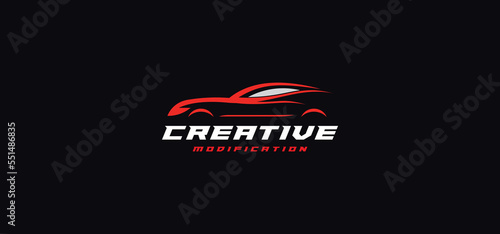 Car modification logo template vector, speed, auto repair shop with line concept, Design Template.