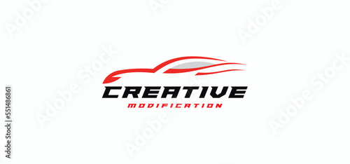 Car modification logo template vector, speed, auto repair shop with line concept, Design Template.