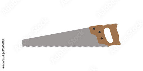 Agricultural tool Hacksaw vector. Hand saw with wooden handle isolated on white background. Hacksaw colored flat illustration. Arm-saw vector eps10