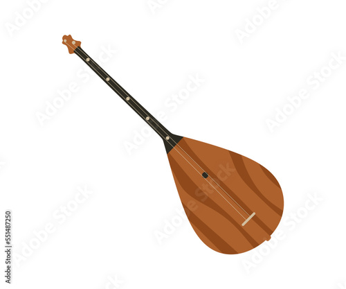 Folk wooden stringed instrument domra in flat style. Classical Domra isolated on white background. Musical instrument Vector illustration eps10