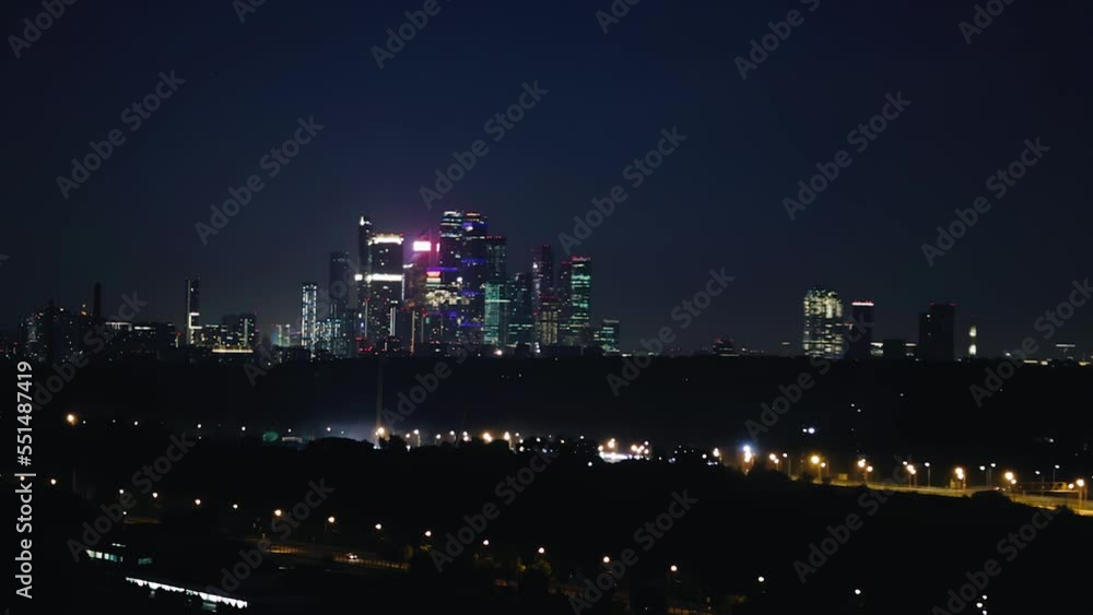 A big night city with lights in the night. Shooting the night center of the city A big night city with lights in the night. Shooting the night center of the city