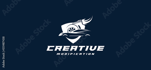Car modification logo template vector, speed, turbo,fast engine Design Template.