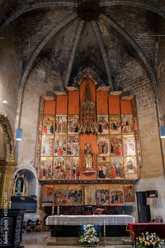 15th century altarpiece, Church of El Salvador, Romanesque from the 13th century, Ejea de los Caballeros, Cinco Villas, Aragon, Spain photo