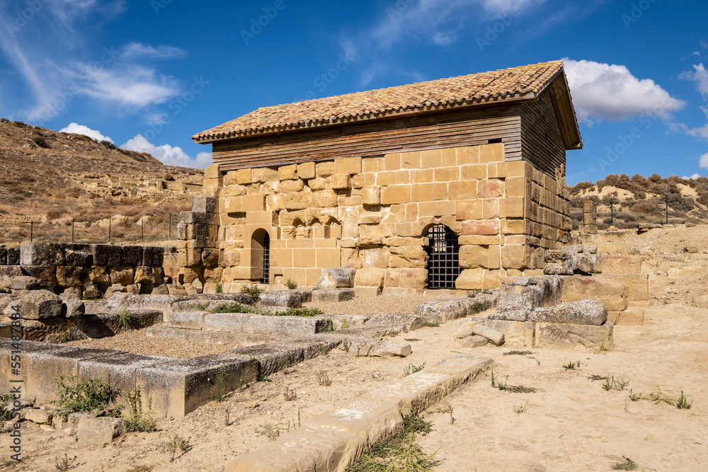 Roman terms, archaeological site of Los Banales, ancient roman city, Sadaba, Cinco Villas, Aragon, Spain