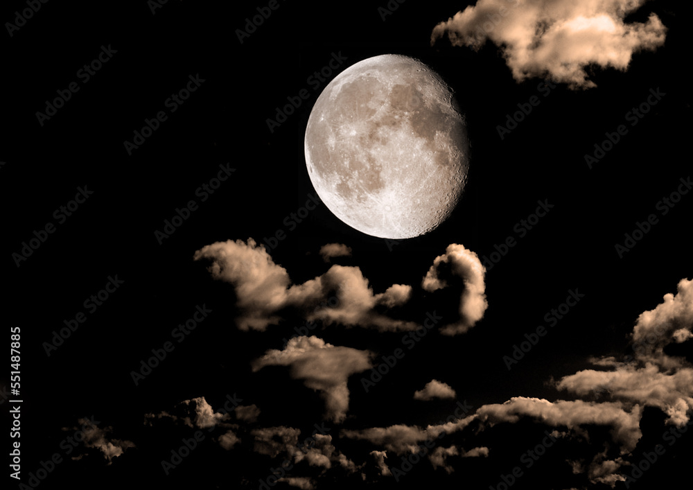 The moon in the night sky