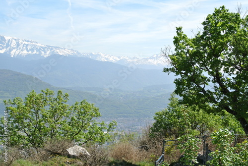 View of the city Grenoble in France with mountains in the background on a nice sunny day 