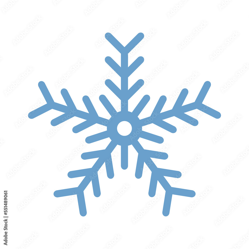 Blue snowflake icon isolated on white background. New year design element. Flat vector illustration Blue snowflake icon isolated on white background. New year design element. Flat vector illustration
