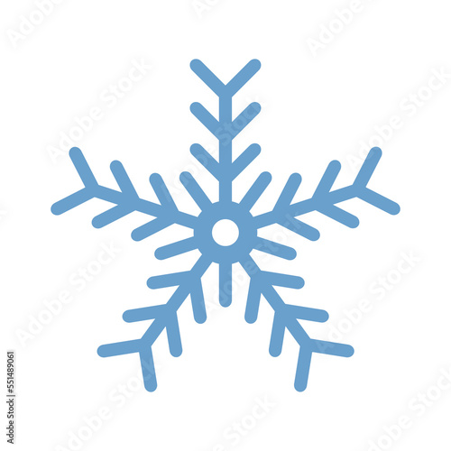 Blue snowflake icon isolated on white background. New year design element. Flat vector illustration