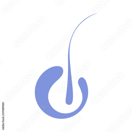 FUE hair transplant treatment symbol. Extracting hair follicle from scalp. Alopecia medical procedure. Hair loss diagnosis and transplantation concept. Vector illustration.