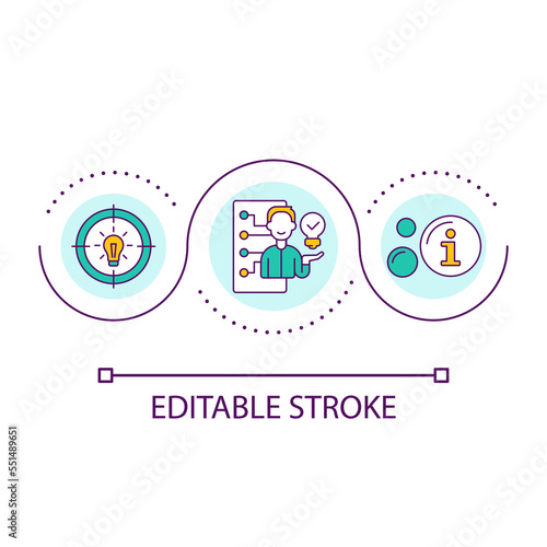 Filter bubbles loop concept icon. Ideological frame. Intellectual isolation. Confirmation bias reason abstract idea thin line illustration. Isolated outline drawing. Editable stroke. Arial font used