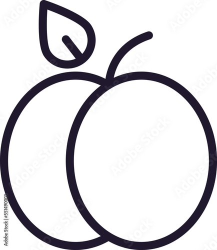 Fruit sign. Minimalistic isolated sign in line style. Perfect for stores, shops, web sites, adverts, UI. Editable stroke. Vector isolated icon of peach