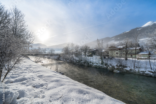 Snow mountains landscape