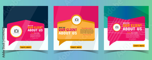 Modern and creative Client testimonials or customer feedback social media post web banner template