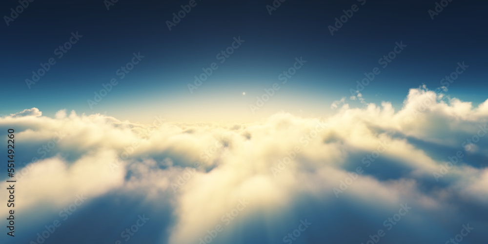 Fototapeta premium above clouds sunrise sun ray illustration