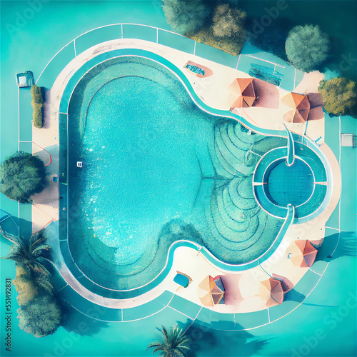 Swimming pool, aerial view