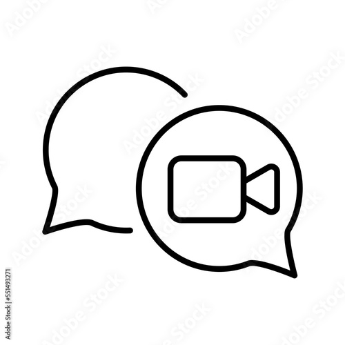 Vector illustration of call buttons. Turn the microphone on and off, chat, correspondence, video chat, volume, speakerphone, hang up. Online conference concept. Vector line icon