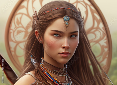 portrait photograph of Pocahontas, a young beautiful native american woman  Stock-illustration | Adobe Stock