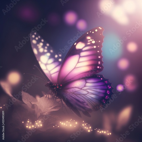 Beautiful butterfly on a fabulous blurred background. Ai generated. © makstorm