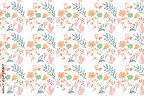 Seamless pattern vintage geometric arts and deco line floral background design. © designhill