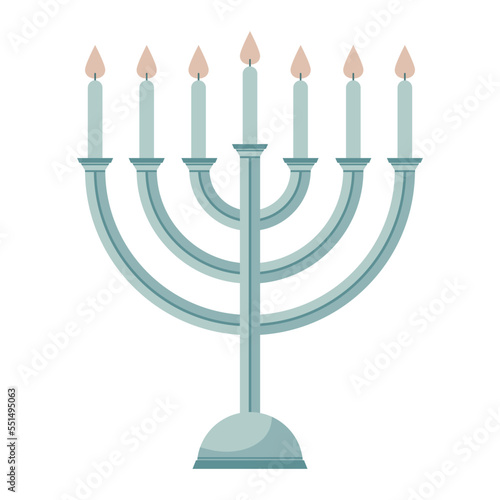 Menorah for Passover or Hanukkah. Can be used for cards, borders, invitations. Isolated vector illustration clipart.