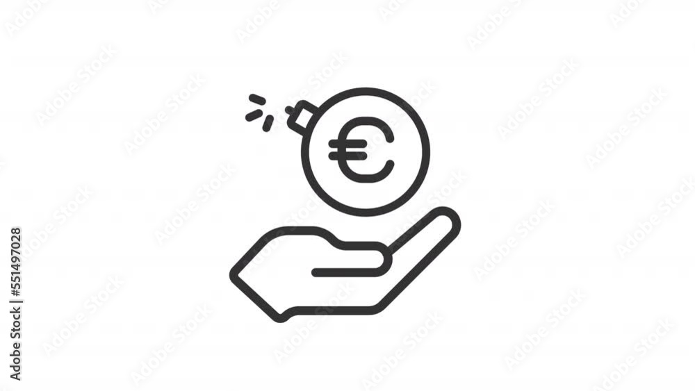 Animated euro bomb linear icon. Risky investment warning. Money loss danger. Financial fail. Seamless loop HD video with alpha channel on transparent background. Outline motion graphic animation Animated euro bomb linear icon. Risky investment warning. Money loss danger. Financial fail. Seamless loop HD video with alpha channel on transparent background. Outline motion graphic animation