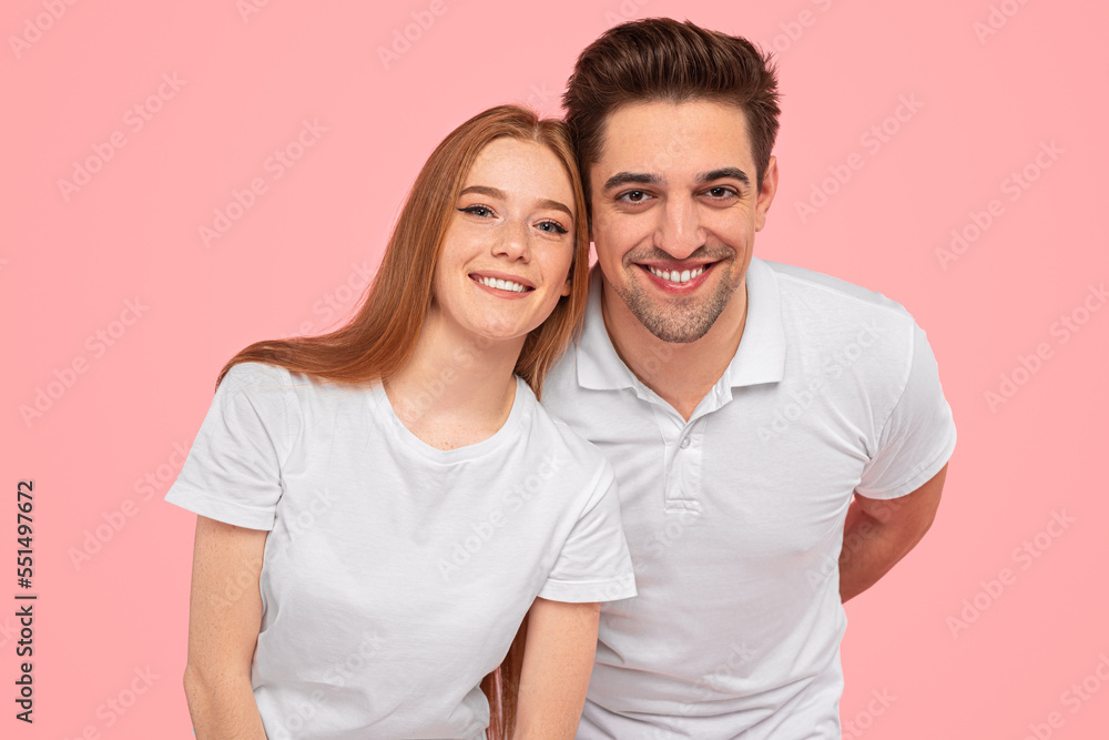 Glad couple looking at camera Glad couple looking at camera
