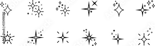 Set of sparkles star icons.Star png icon.Bright firework.Light icon set.Flash shine sparkle icon glare blink star.Black star icons isolated on white background.Christmas star.