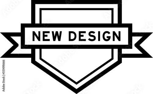Vintage black color pentagon label banner with word new design on white background