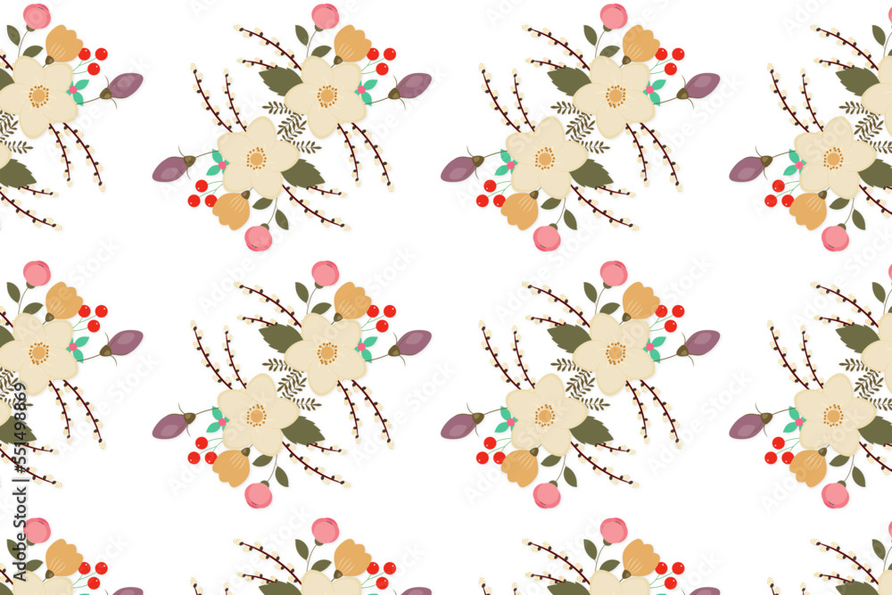 Abstract seamless beautiful floral leaves pattern flat background