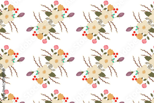 Abstract seamless beautiful floral leaves pattern flat background