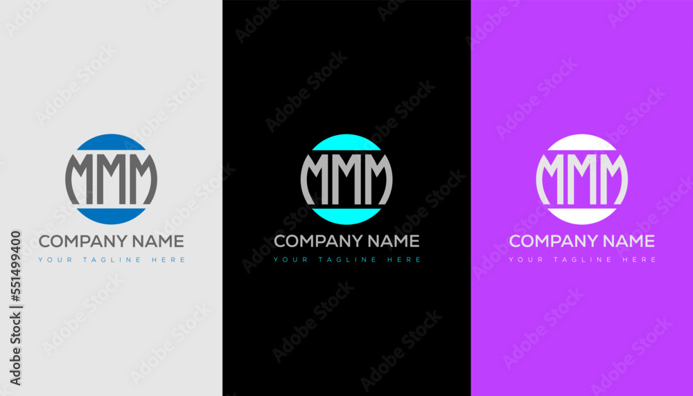 MMM initial monogram logo vector, MMM circle shape logo template corporate identity business card
