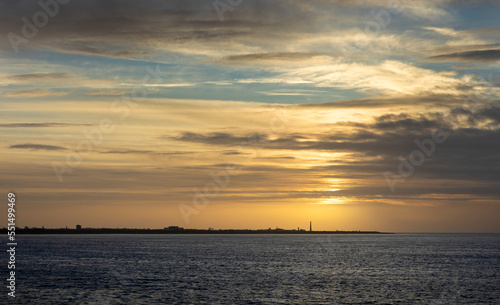 sunset, at the ferry, marsdiep, den helder, texel, north sea coast, clouds, netherlands, waddenzee, unesco world heritage, 