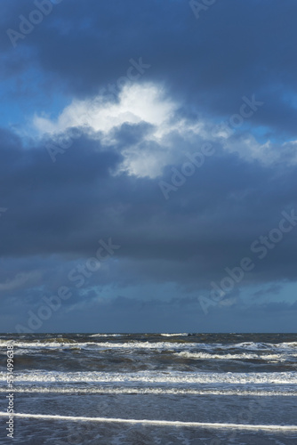 north sea coast, clouds, netherlands, beach, waves, 