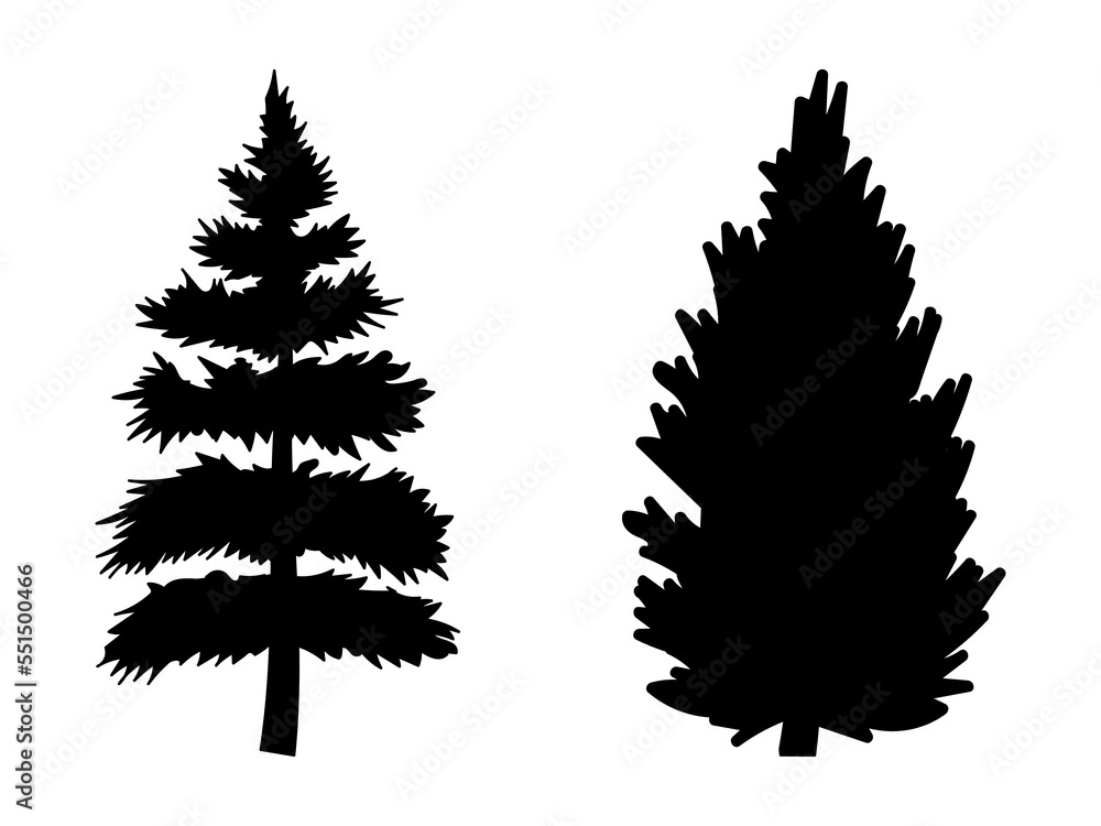 Obraz premium Collection Trees silhouette Symbol style and white background. Can be used for your work.