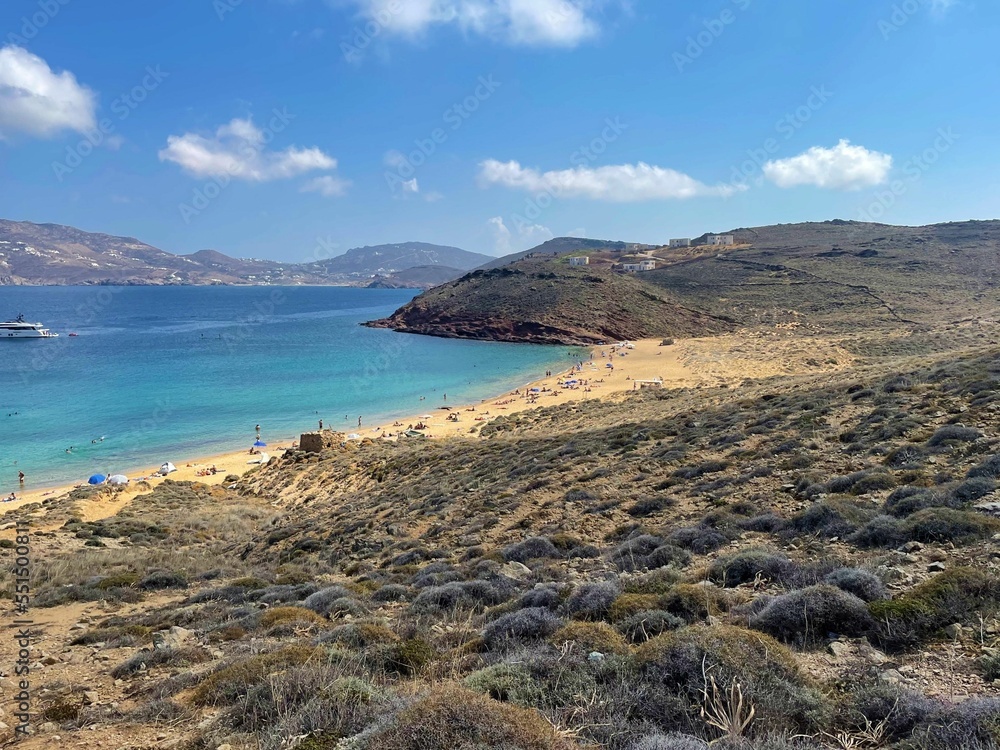 Fototapeta premium Beautiful view of Fokos Beach in Mykonos island of Greece