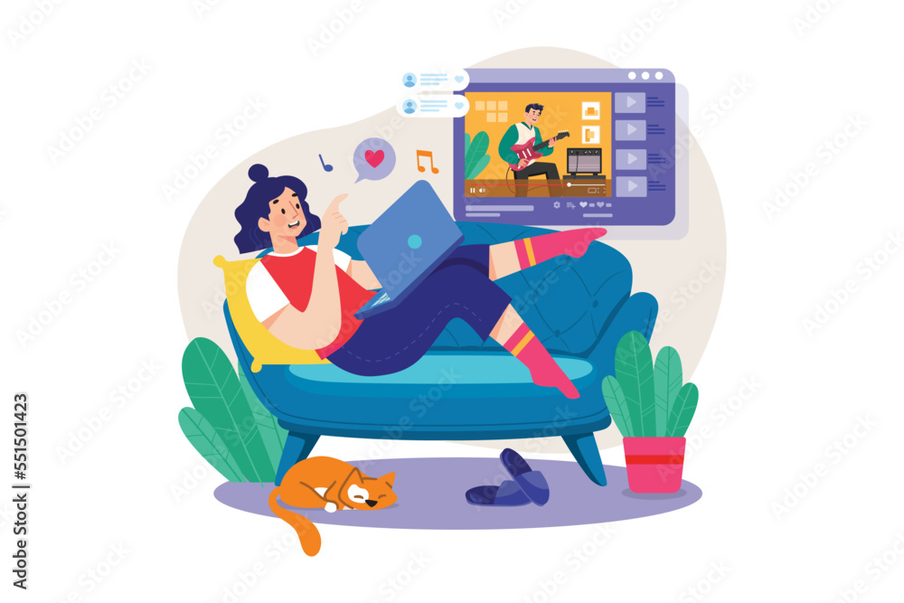 Woman Watching Video On Laptop Woman Watching Video On Laptop