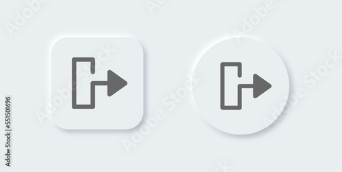 Output solid icon in neomorphic design style. Arrow signs vector illustration.