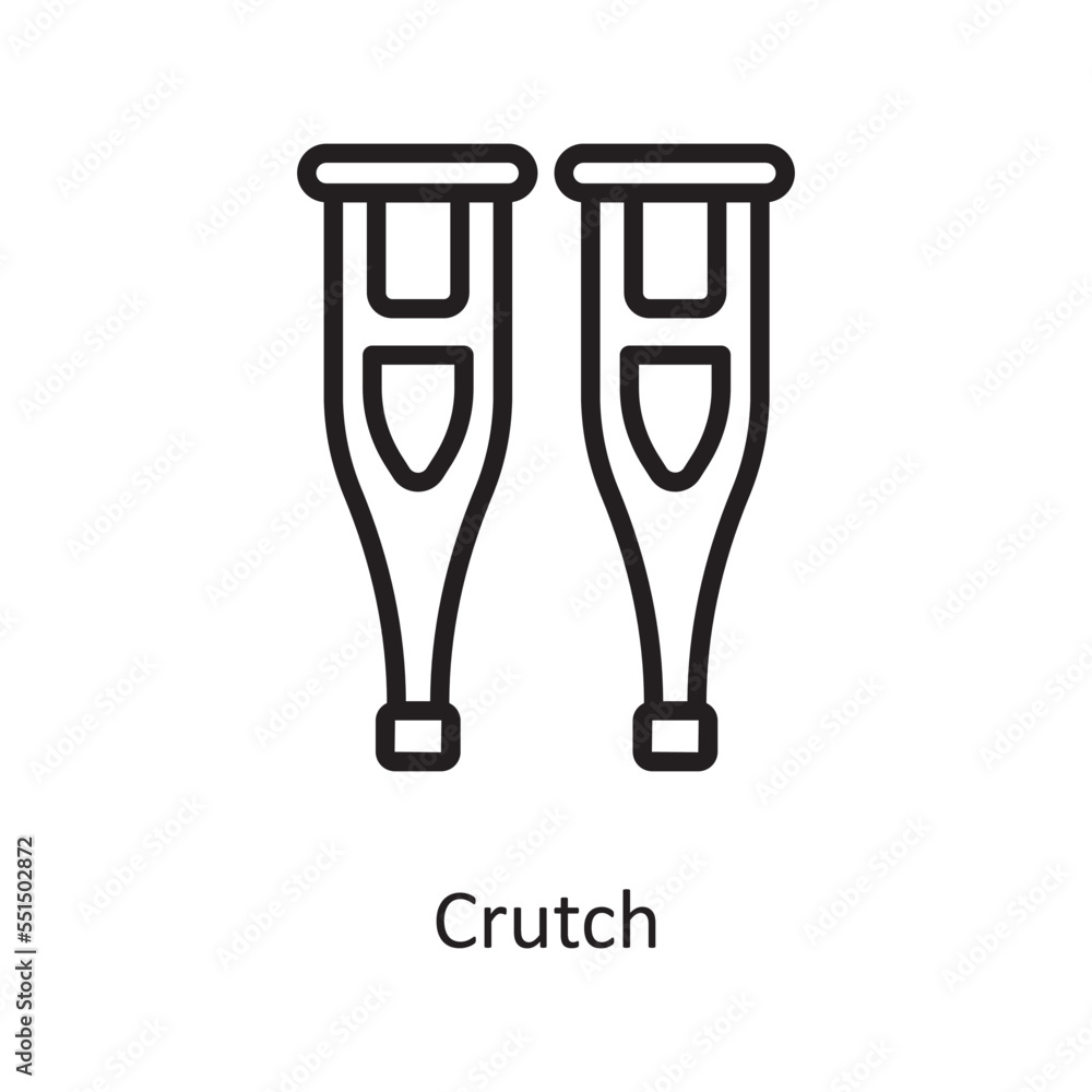Crutch Vector Outline Icon Design illustration. Medical Symbol on White background EPS 10 File Crutch Vector Outline Icon Design illustration. Medical Symbol on White background EPS 10 File