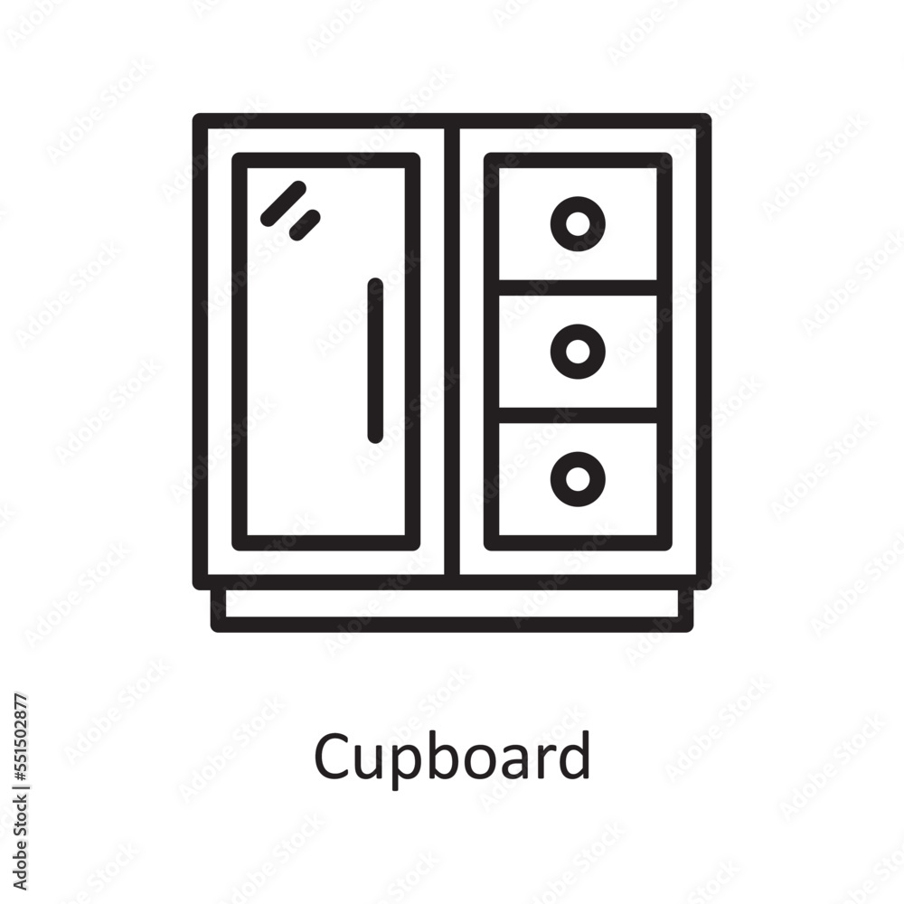 Cupboard Vector Outline Icon Design illustration. Medical Symbol on White background EPS 10 File Cupboard Vector Outline Icon Design illustration. Medical Symbol on White background EPS 10 File