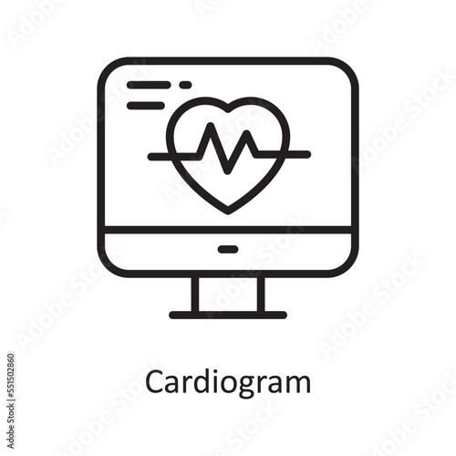 Cardiogram Vector Outline Icon Design illustration. Medical Symbol on White background EPS 10 File