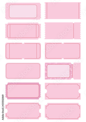 Valentine's day store discount coupon ticket set pink red hearts kiss collection valentines day 2024