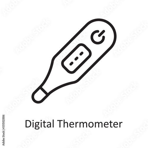 Digital Thermometer Vector Outline Icon Design illustration. Medical Symbol on White background EPS 10 File