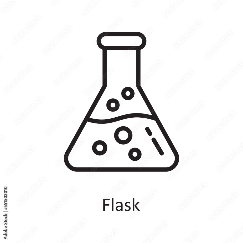 Flask Vector Outline Icon Design illustration. Medical Symbol on White background EPS 10 File Flask Vector Outline Icon Design illustration. Medical Symbol on White background EPS 10 File