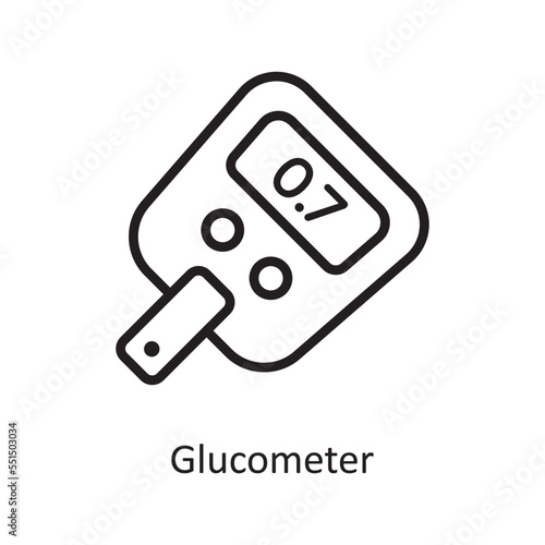 Glucometer  Vector Outline Icon Design illustration. Medical Symbol on White background EPS 10 File